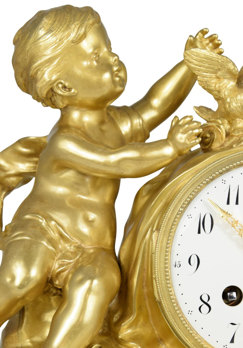 Clock With Cherub And Doves 19th-photo-4