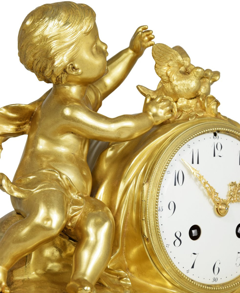 Clock With Cherub And Doves 19th-photo-5