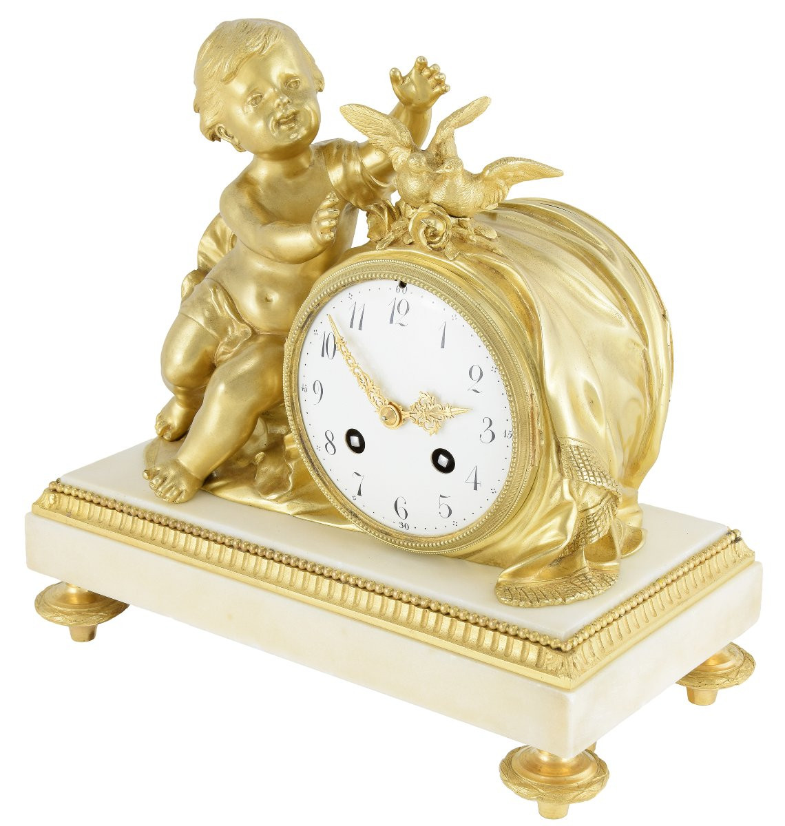 Pendule au chérubin et colombes XIXème-photo-4