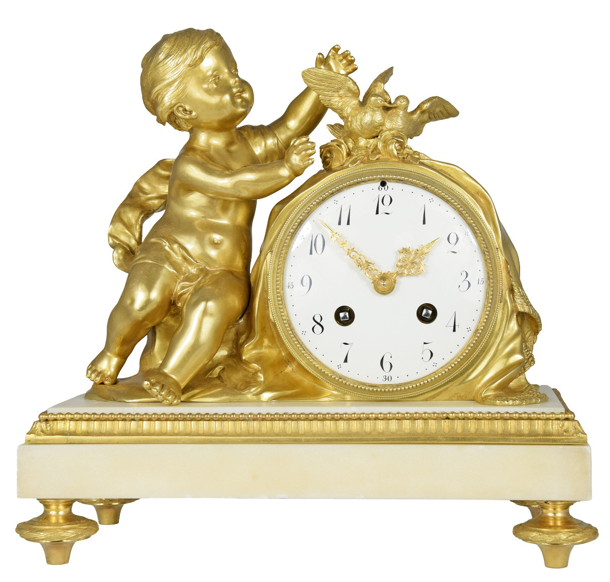 Clock With Cherub And Doves 19th