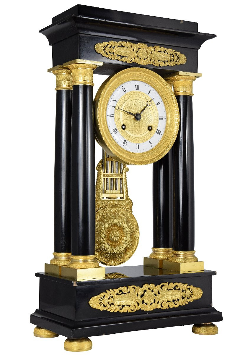 Clock Portico Marble Brocot Charles X 1840-photo-3