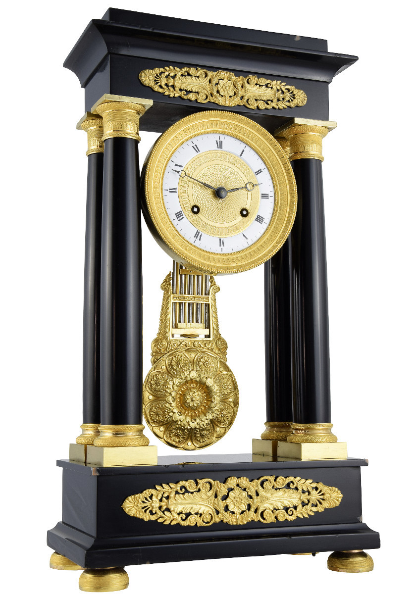 Clock Portico Marble Brocot Charles X 1840-photo-3