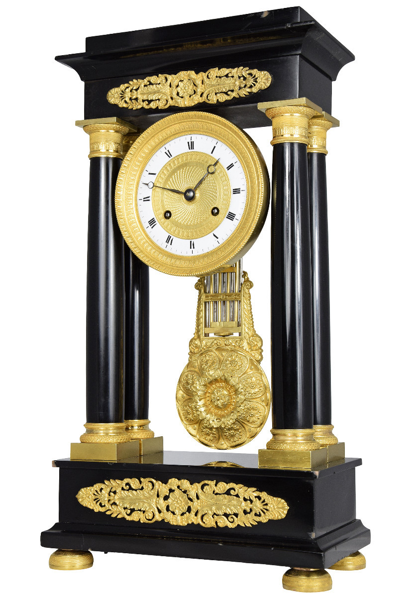 Clock Portico Marble Brocot Charles X 1840