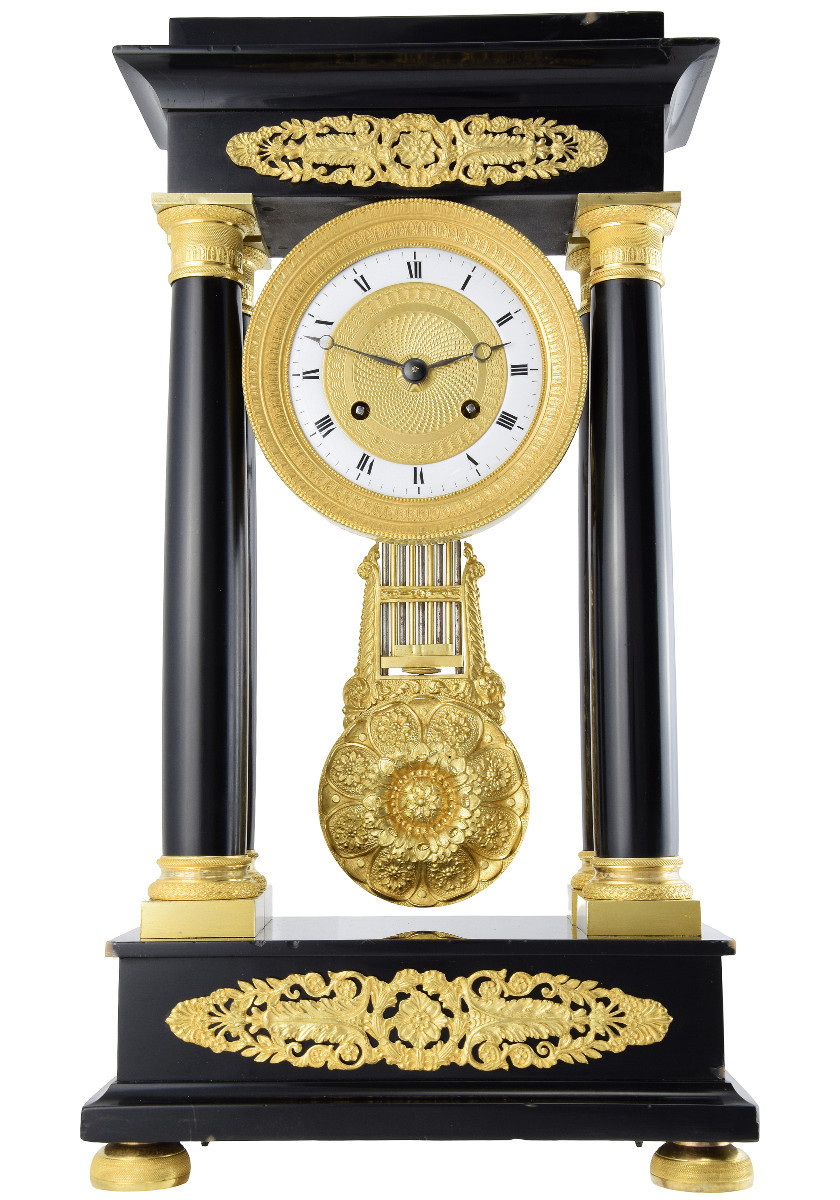 Clock Portico Marble Brocot Charles X 1840