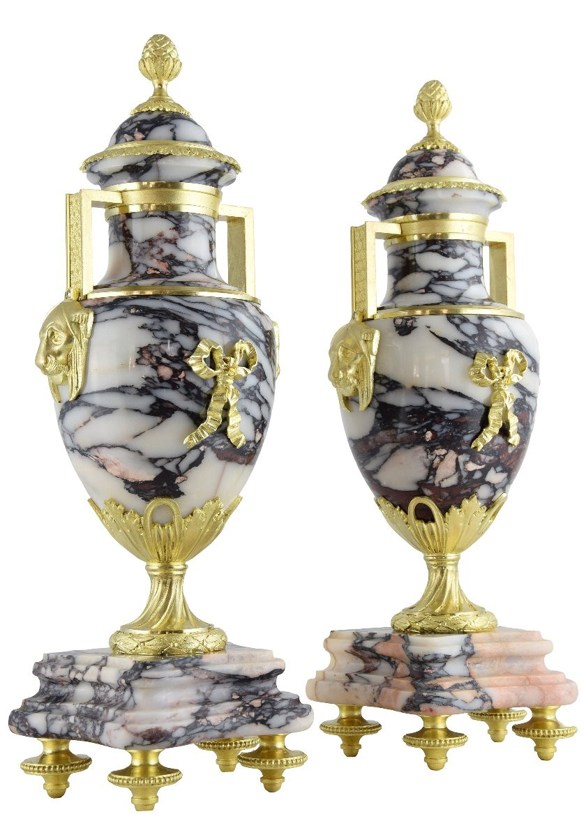 Paire de vases aux félins style Empire XIXème-photo-2