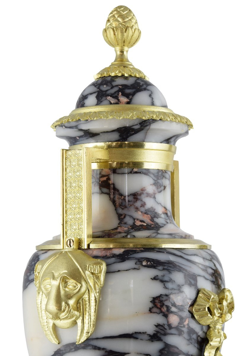 Paire de vases aux félins style Empire XIXème-photo-4