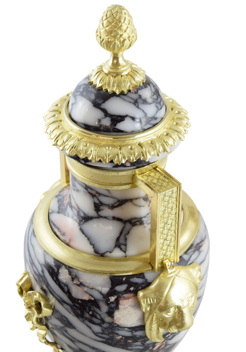 Paire de vases aux félins style Empire XIXème-photo-2