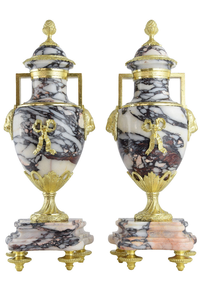 Paire de vases aux félins style Empire XIXème