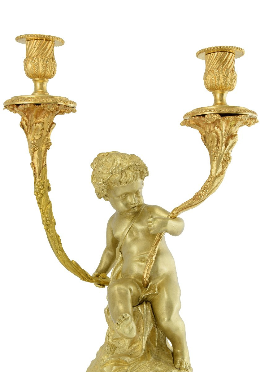 Grande paire de candélabres petits Bacchus XIXème-photo-7