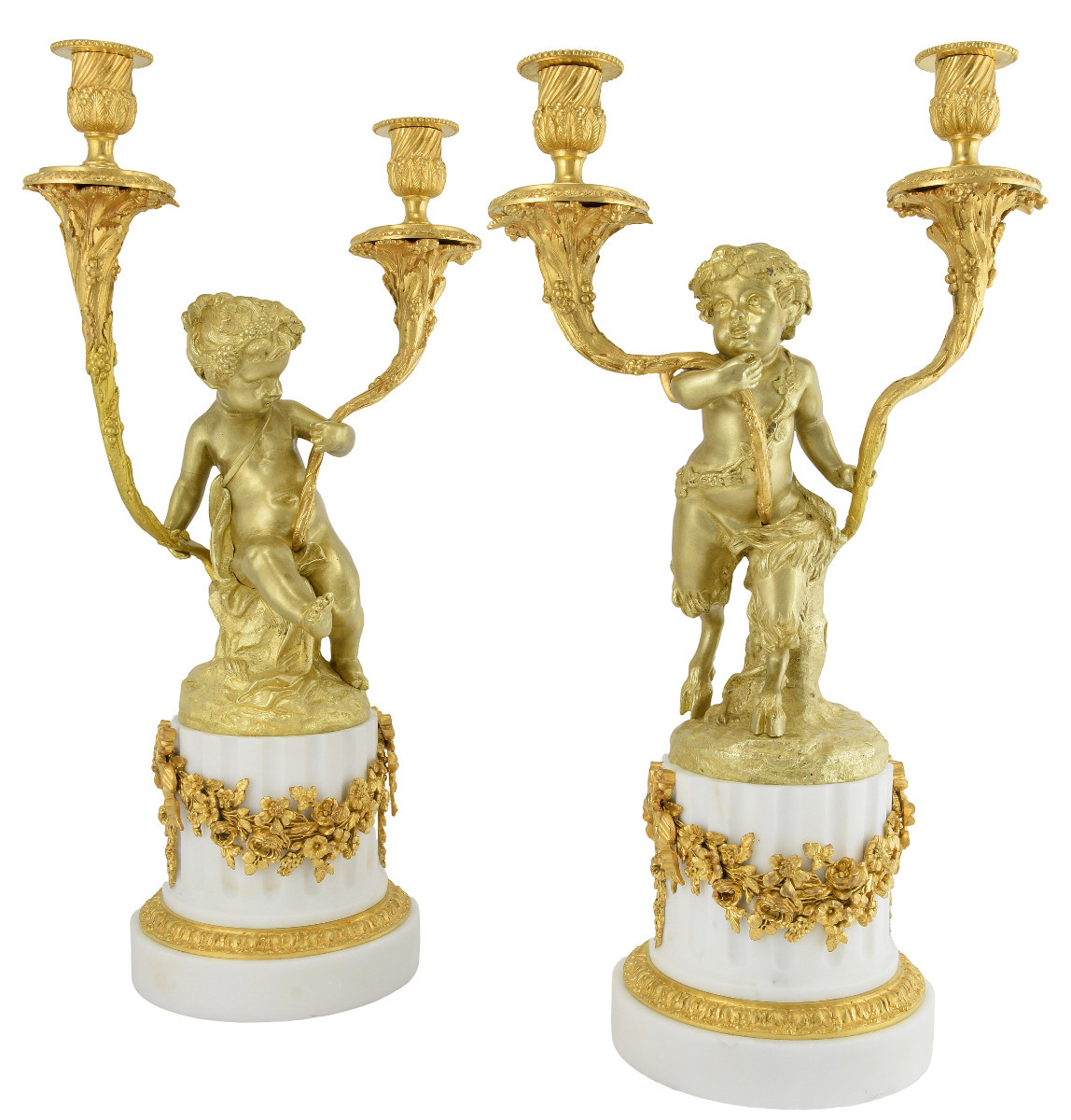 Grande paire de candélabres petits Bacchus XIXème