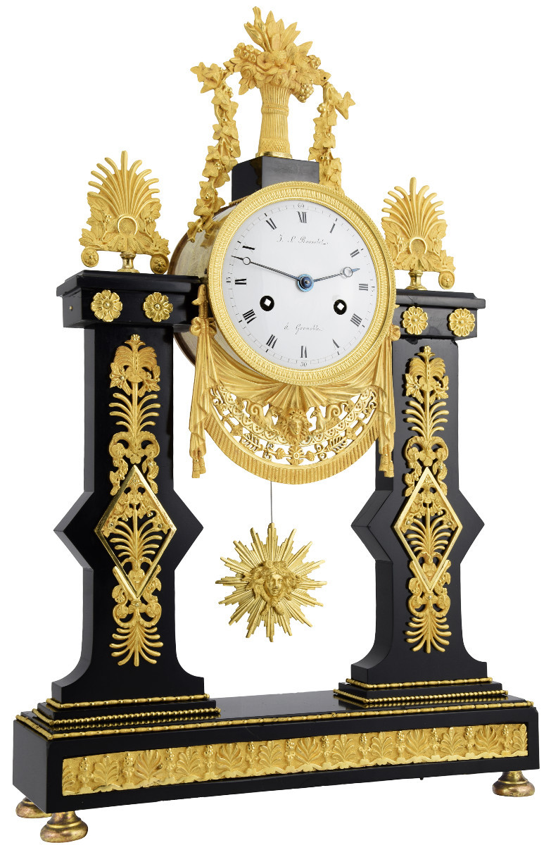 Pendule portique Empire Horloger : ROSSELET 1815
