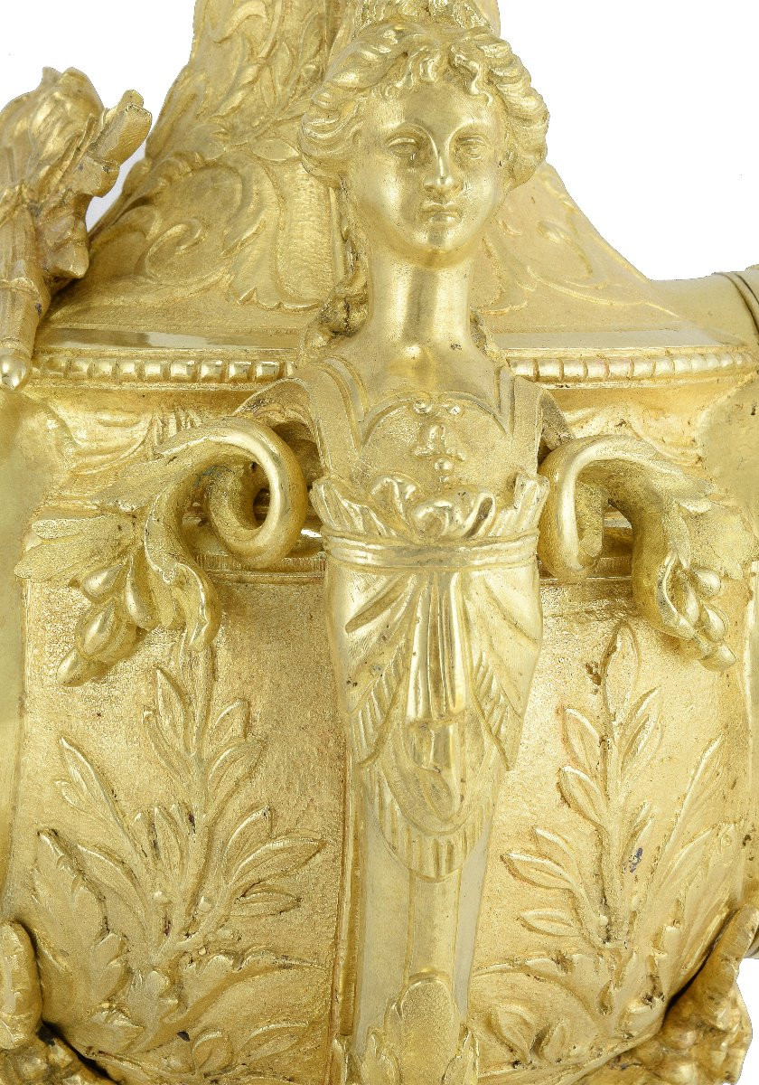 Pendule et chandeliers "cariatide" Horloger: Mougin-photo-5