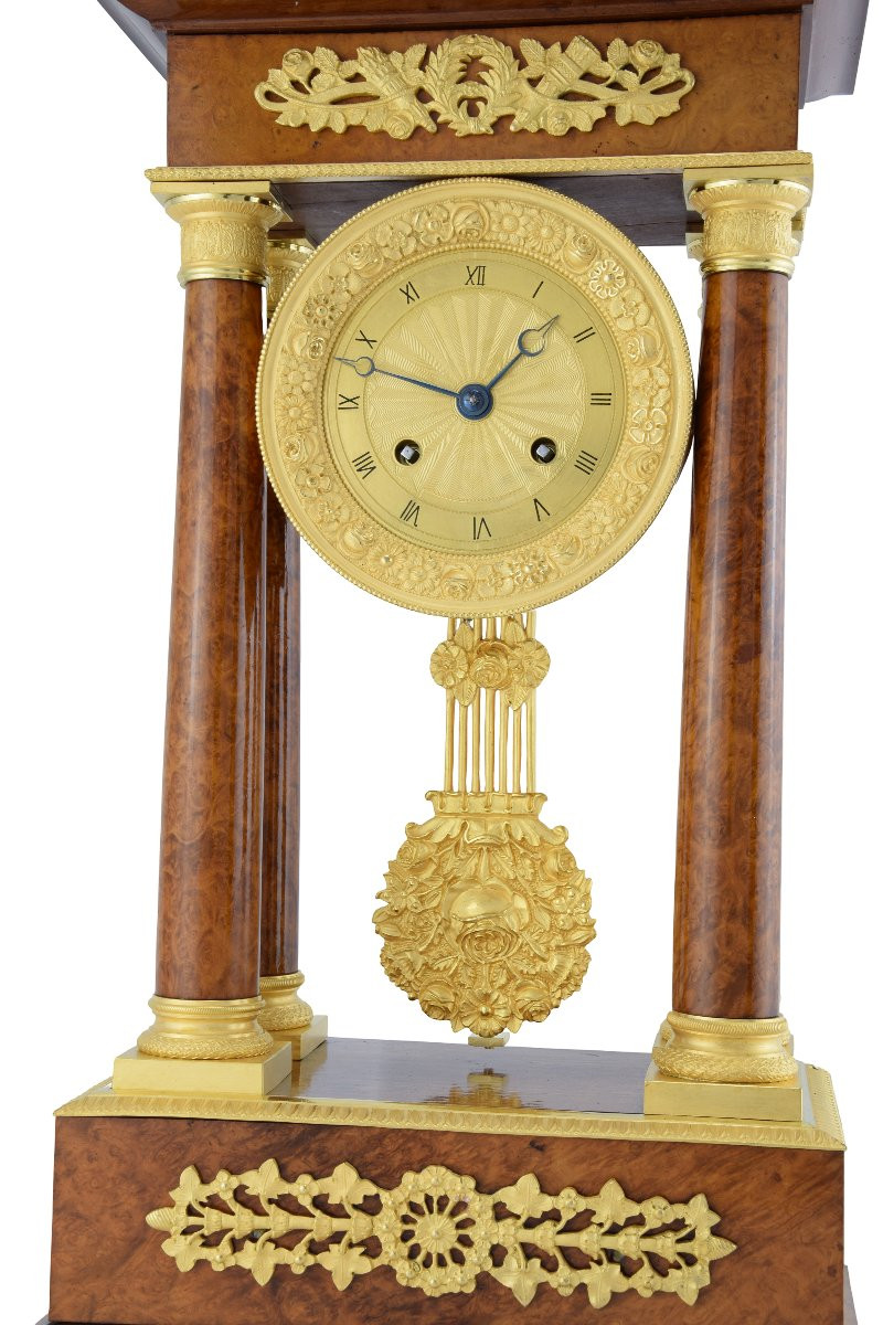 Portico Clock Burl Wood Charles X 1840-photo-1