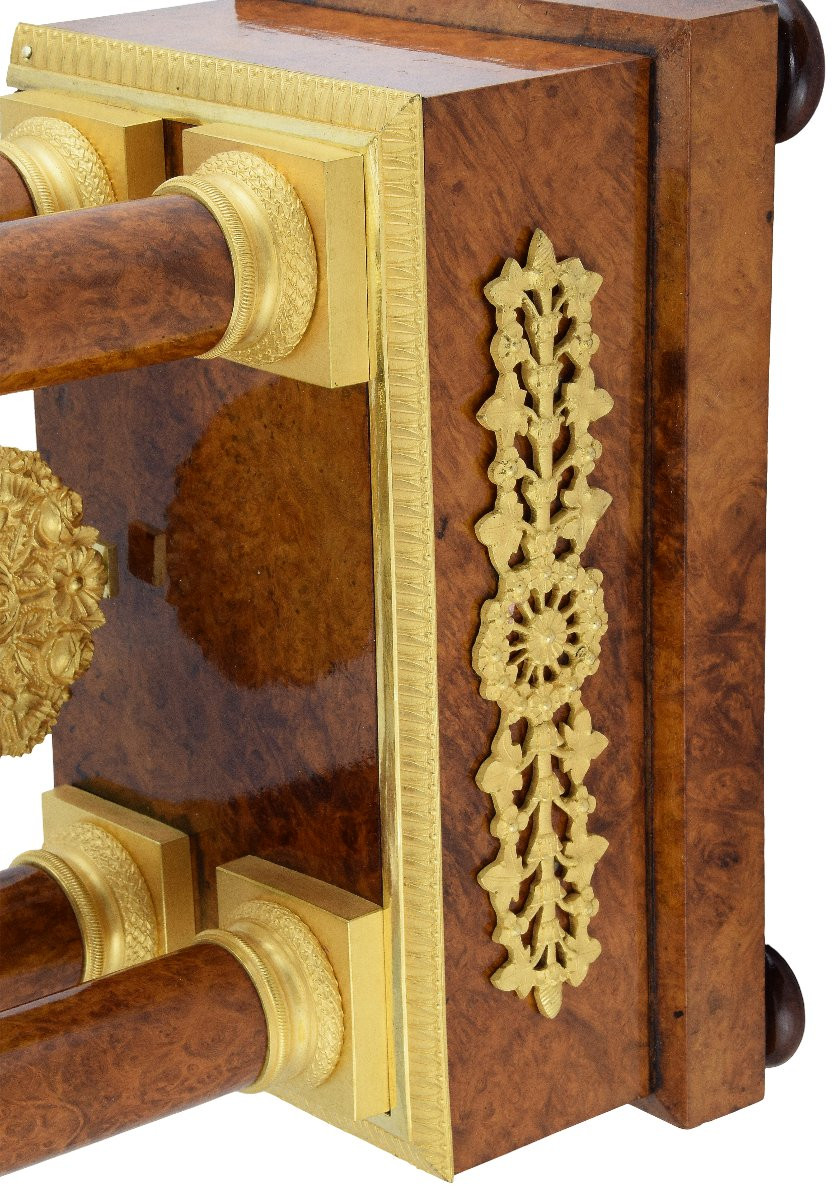 Portico Clock Burl Wood Charles X 1840-photo-2