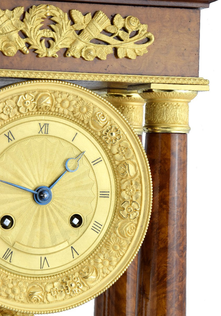 Portico Clock Burl Wood Charles X 1840-photo-4