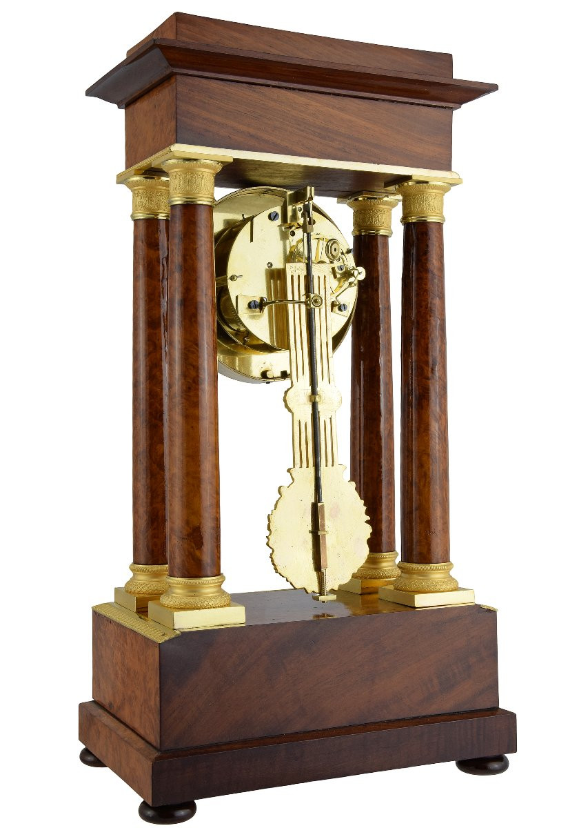 Portico Clock Burl Wood Charles X 1840-photo-5