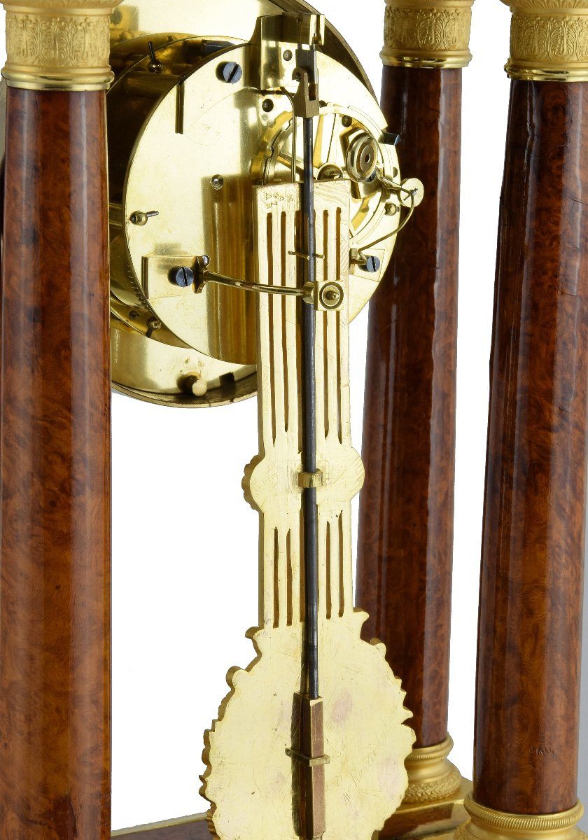 Portico Clock Burl Wood Charles X 1840-photo-6
