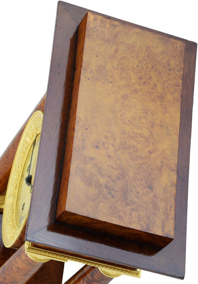 Portico Clock Burl Wood Charles X 1840-photo-7