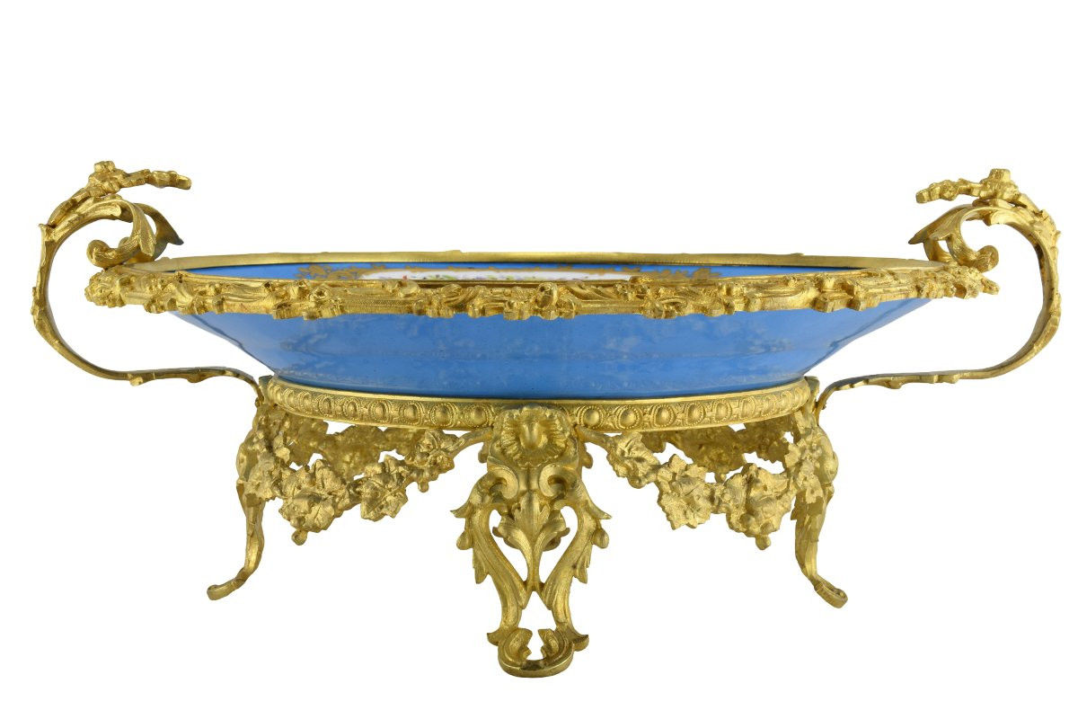 XL assiette en porcelaine, monture en bronze doré XIXème-photo-2
