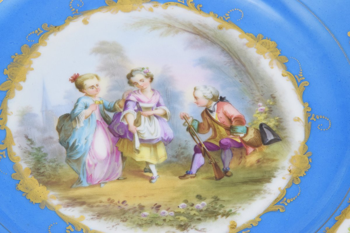 XL assiette en porcelaine, monture en bronze doré XIXème-photo-4