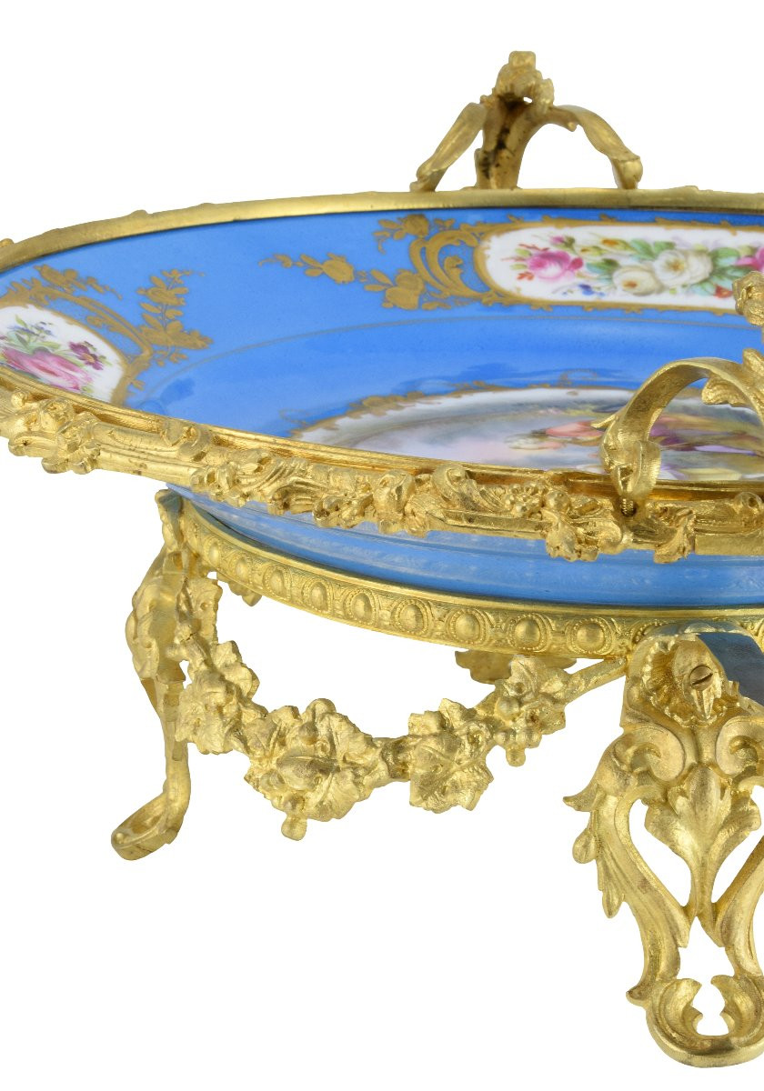 XL assiette en porcelaine, monture en bronze doré XIXème-photo-6
