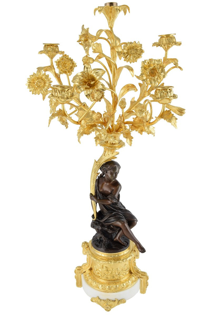 Paire de candélabres à bouquet fleuri XIXème-photo-8