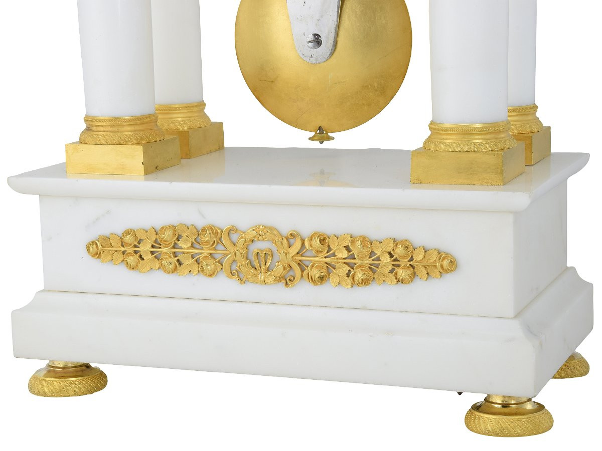 Portique marbre de carrare et bronze doré au mercure-photo-1