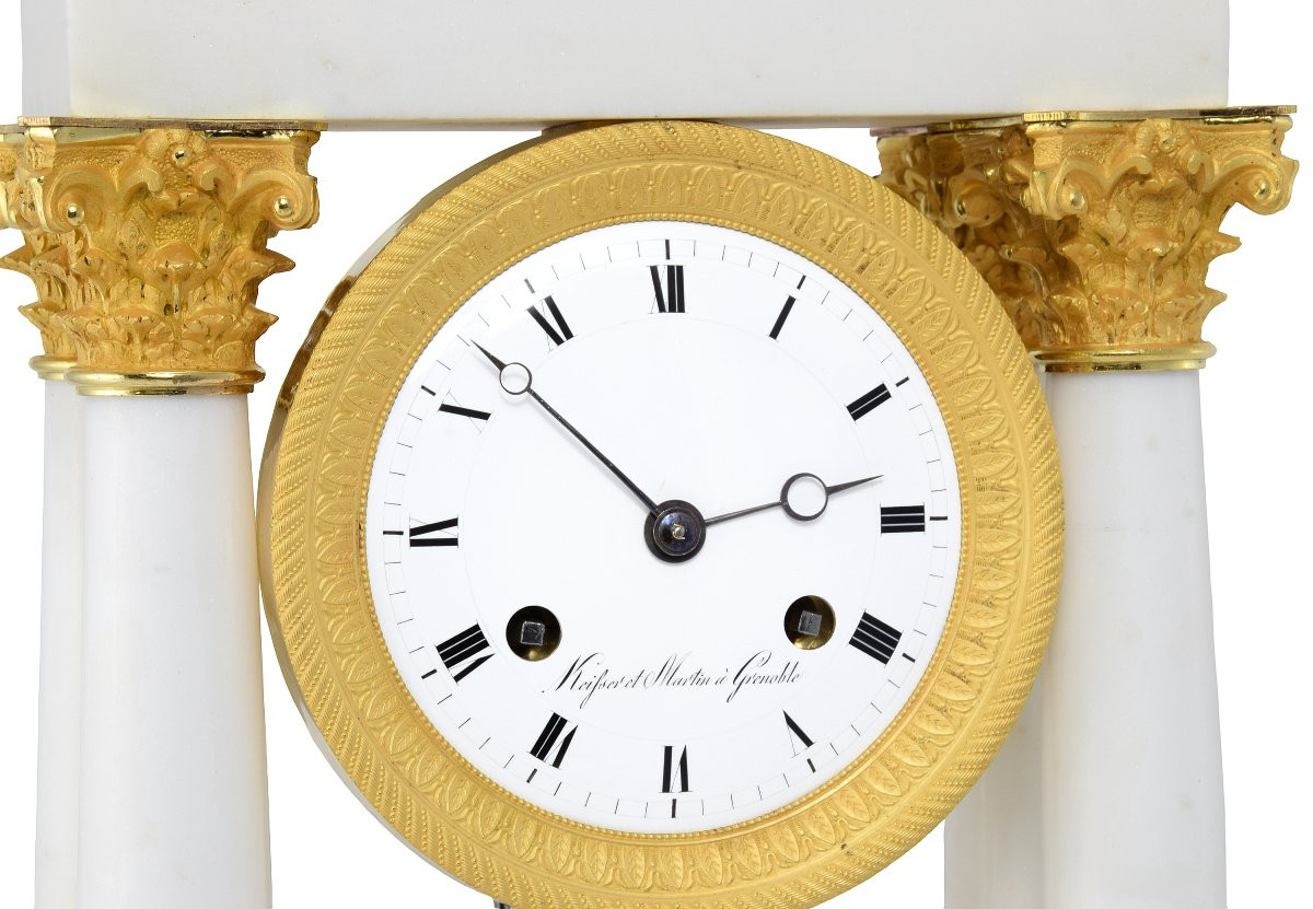 Portique marbre de carrare et bronze doré au mercure-photo-3