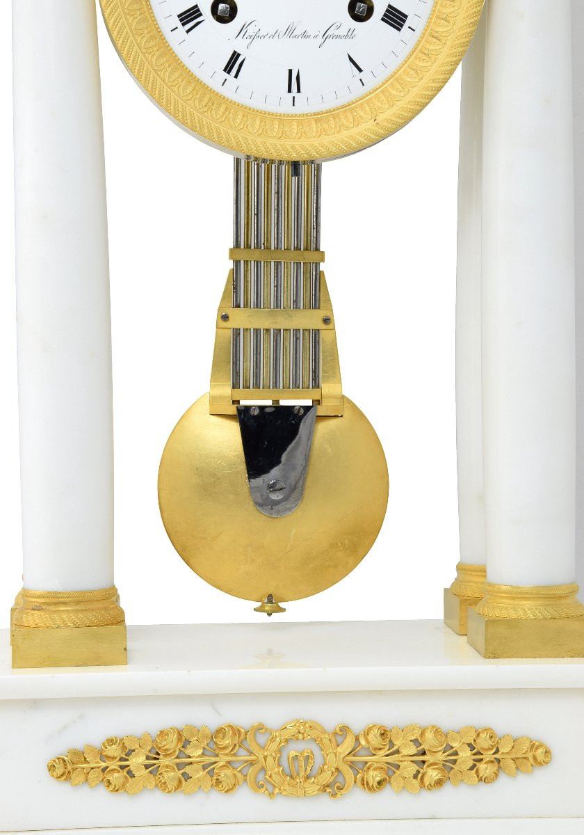 Portique marbre de carrare et bronze doré au mercure-photo-4