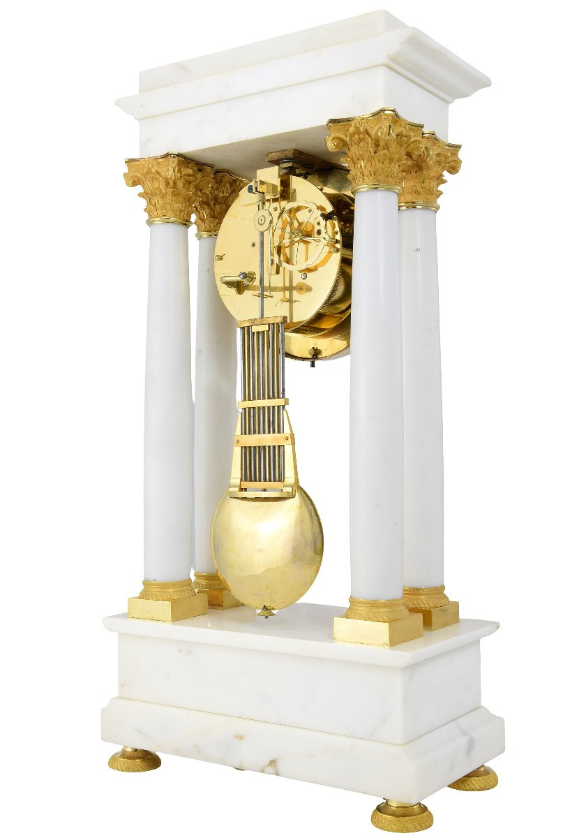 Portique marbre de carrare et bronze doré au mercure-photo-5