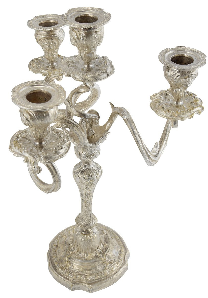 Candlestick Gilt Silvered Bronze Louis XV XIXème-photo-3