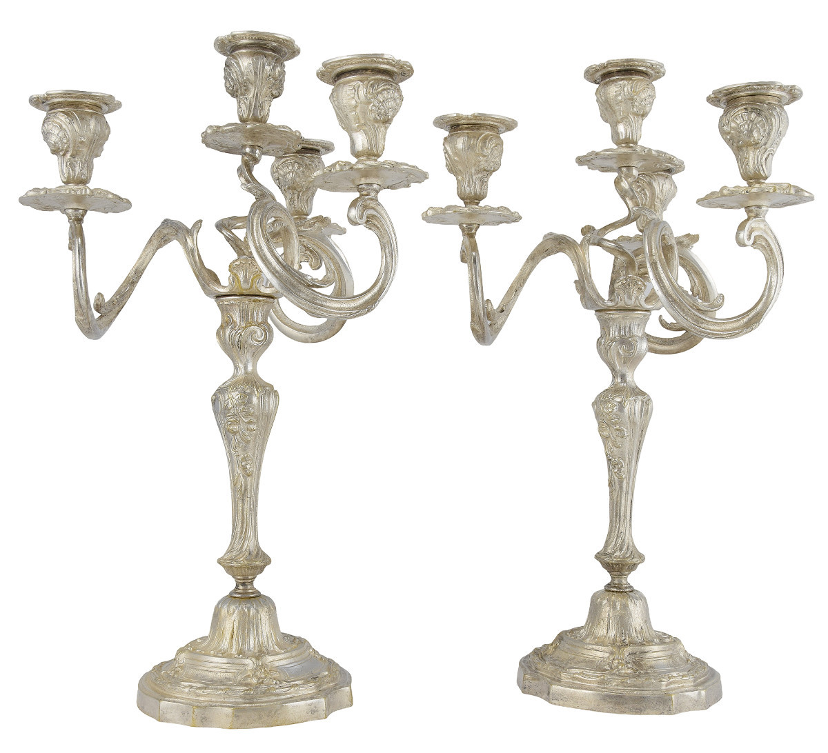 Candlestick Gilt Silvered Bronze Louis XV XIXème-photo-2