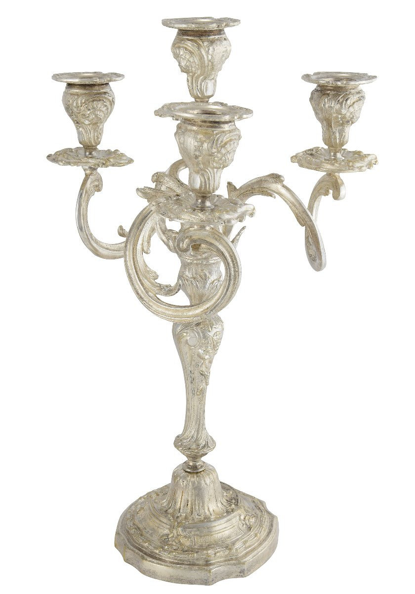 Candlestick Gilt Silvered Bronze Louis XV XIXème-photo-2