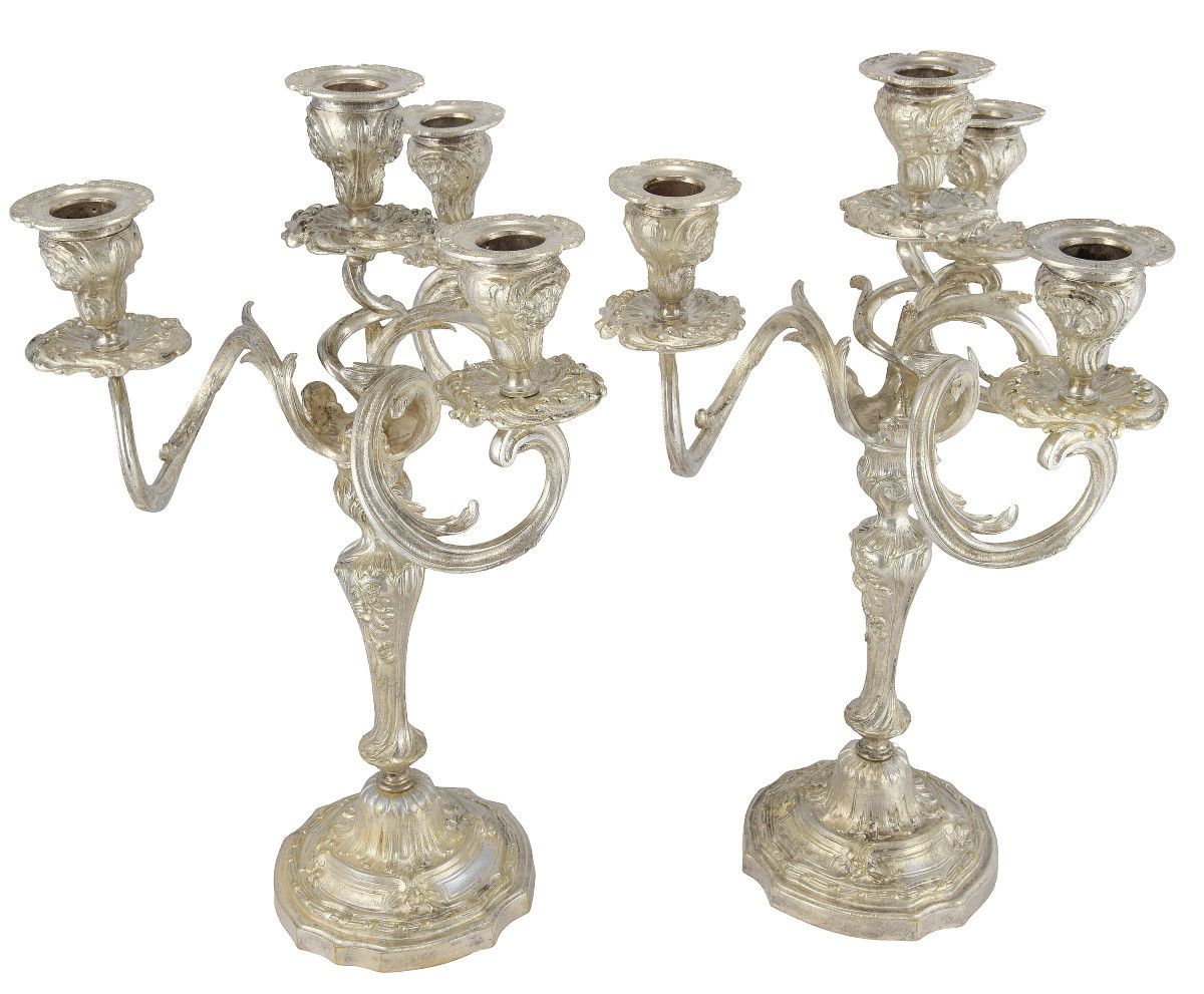 Candlestick Gilt Silvered Bronze Louis XV XIXème
