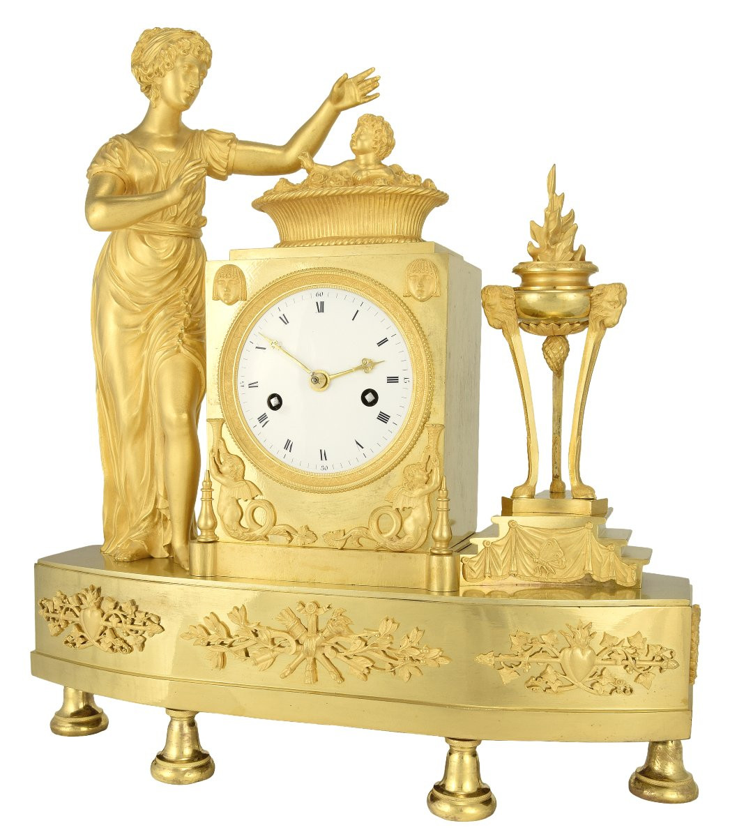 Clock Empire Allegorical Representation Of Motherhood And Protectionan Empire Period Clock, Cir-photo-2