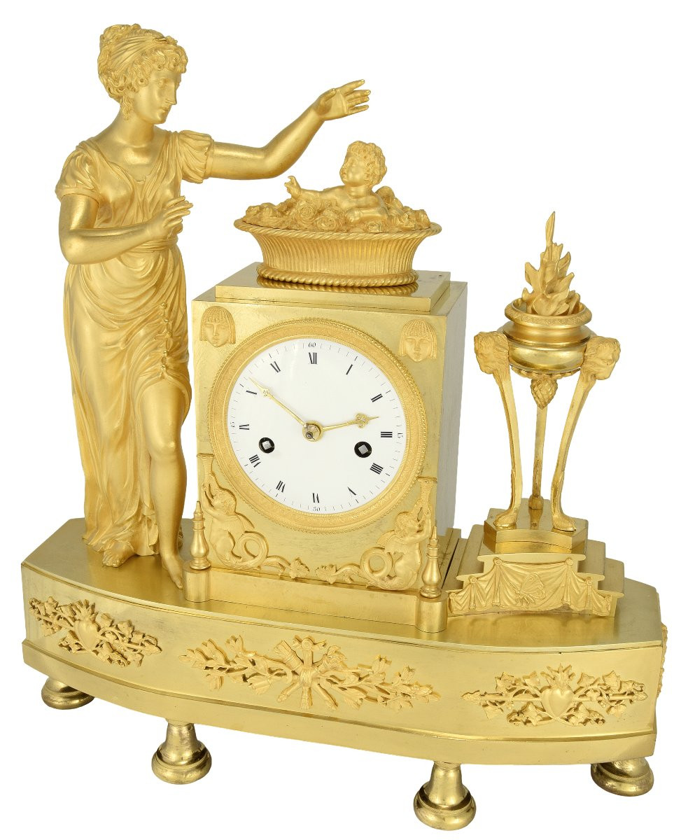 Clock Empire Allegorical Representation Of Motherhood And Protectionan Empire Period Clock, Cir-photo-3