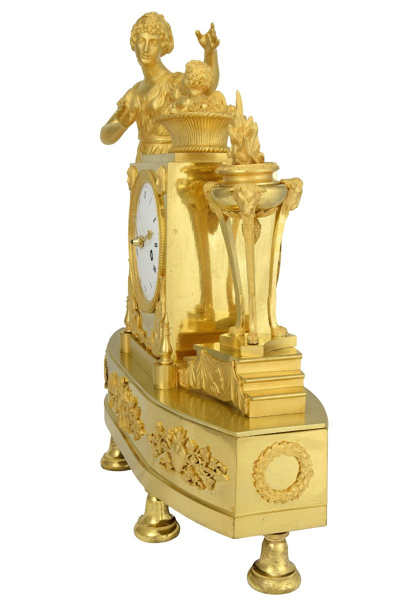 Clock Empire Allegorical Representation Of Motherhood And Protectionan Empire Period Clock, Cir-photo-4