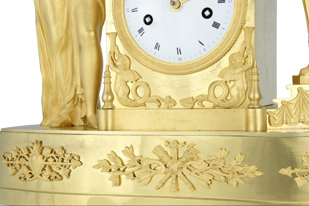 Clock Empire Allegorical Representation Of Motherhood And Protectionan Empire Period Clock, Cir-photo-4