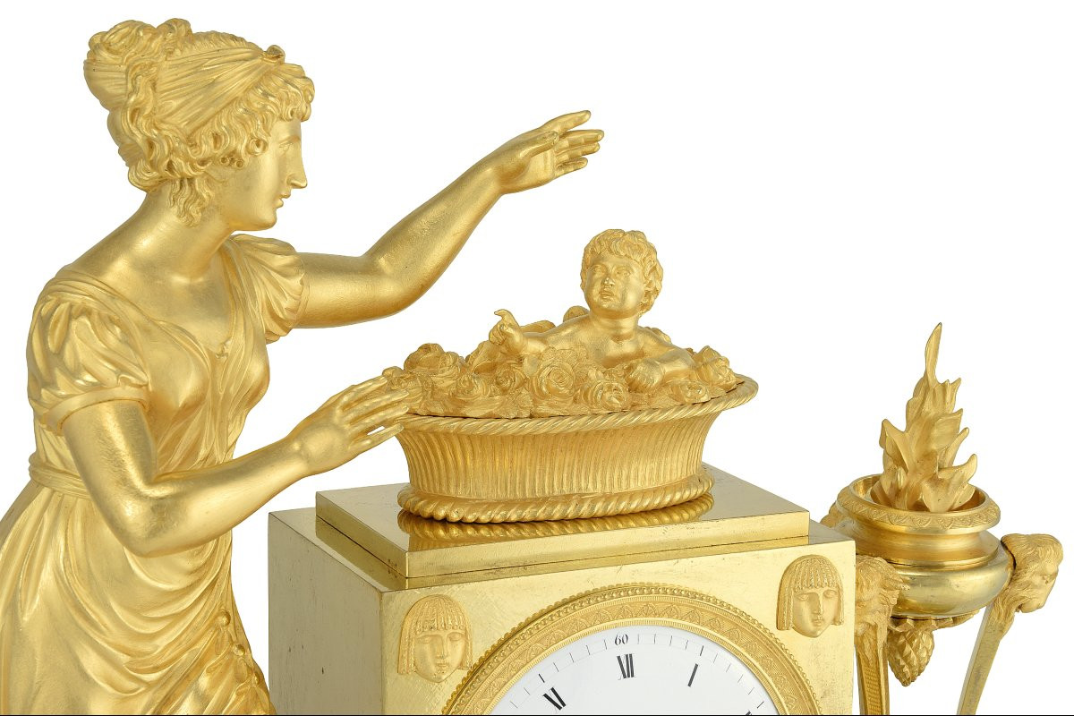 Clock Empire Allegorical Representation Of Motherhood And Protectionan Empire Period Clock, Cir-photo-6