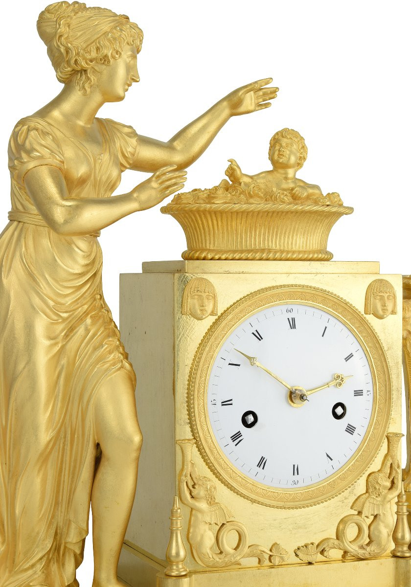 Clock Empire Allegorical Representation Of Motherhood And Protectionan Empire Period Clock, Cir-photo-7
