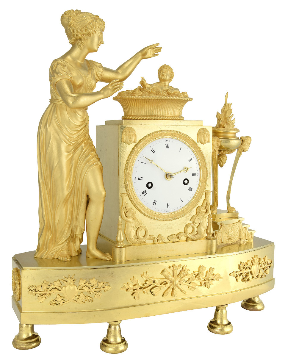 Clock Empire Allegorical Representation Of Motherhood And Protectionan Empire Period Clock, Cir