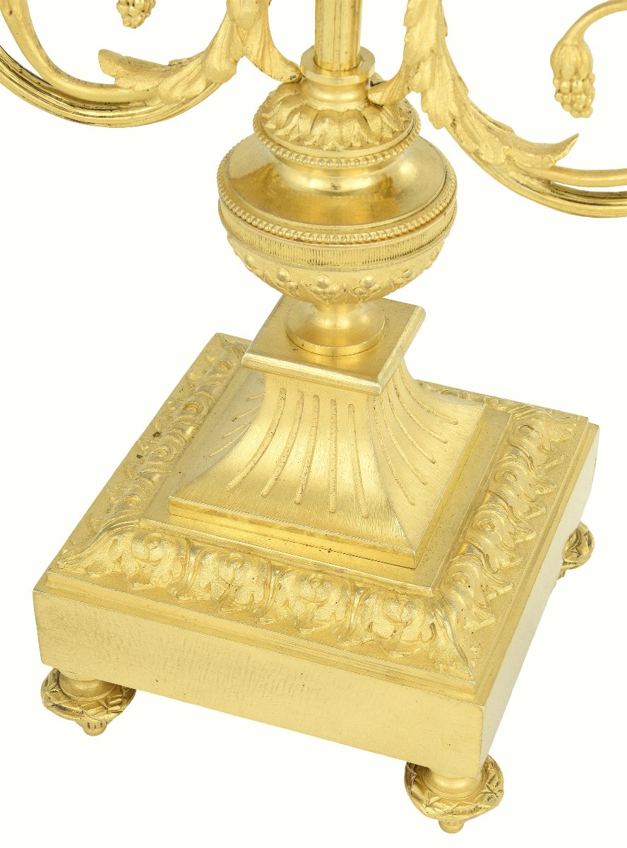 Pair Of Candlesticks 19th Century Empire Style-photo-3