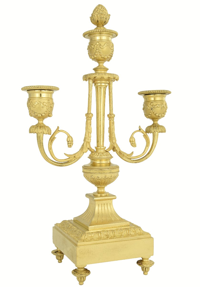 Pair Of Candlesticks 19th Century Empire Style-photo-4