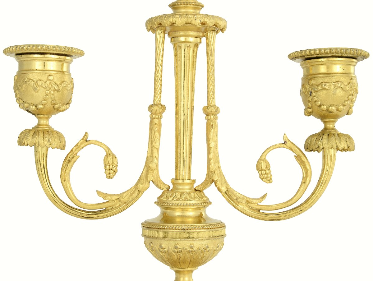 Pair Of Candlesticks 19th Century Empire Style-photo-1