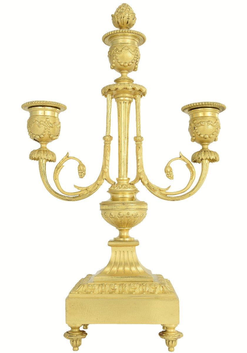 Pair Of Candlesticks 19th Century Empire Style-photo-2