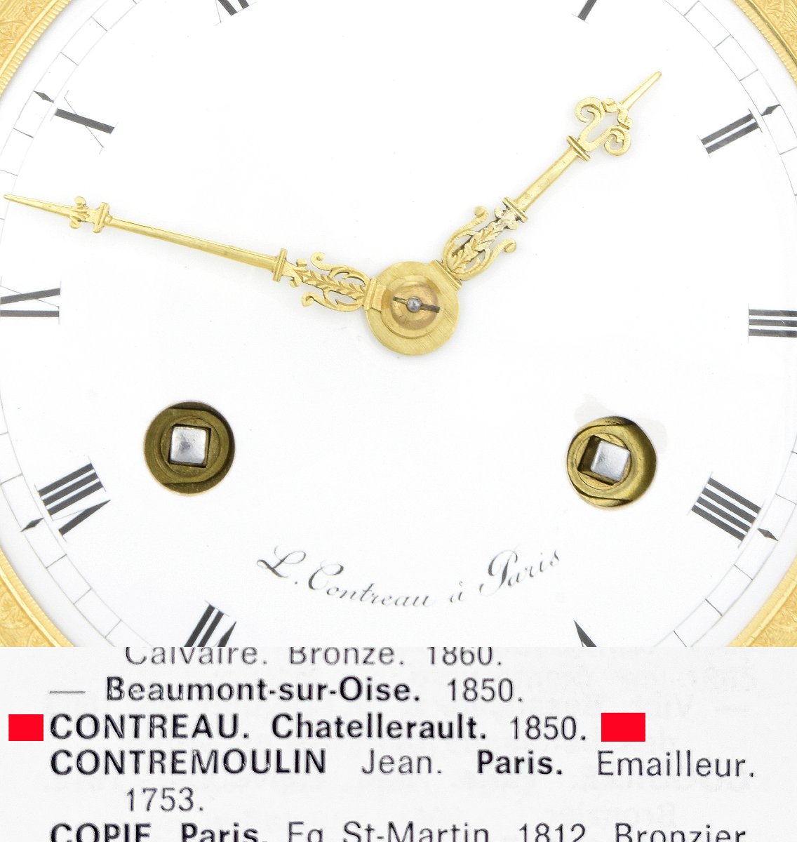 Clock Portico Watchmaker : Contreau 1850-photo-4