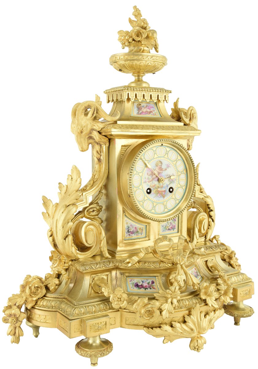 Clock With Ram's Heads And Paris Porcelain-photo-2