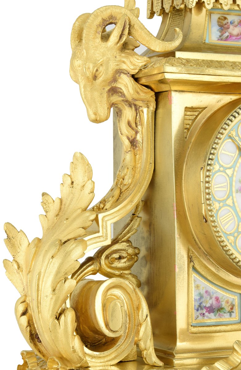 Clock With Ram's Heads And Paris Porcelain-photo-2