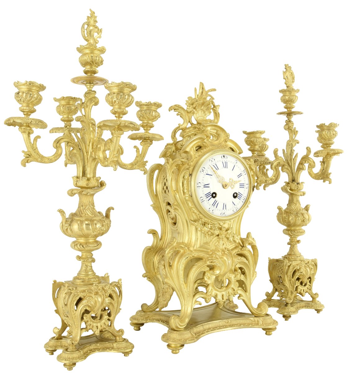 Clock And Candlestick Bronze Watchmaker: Mougin-photo-2