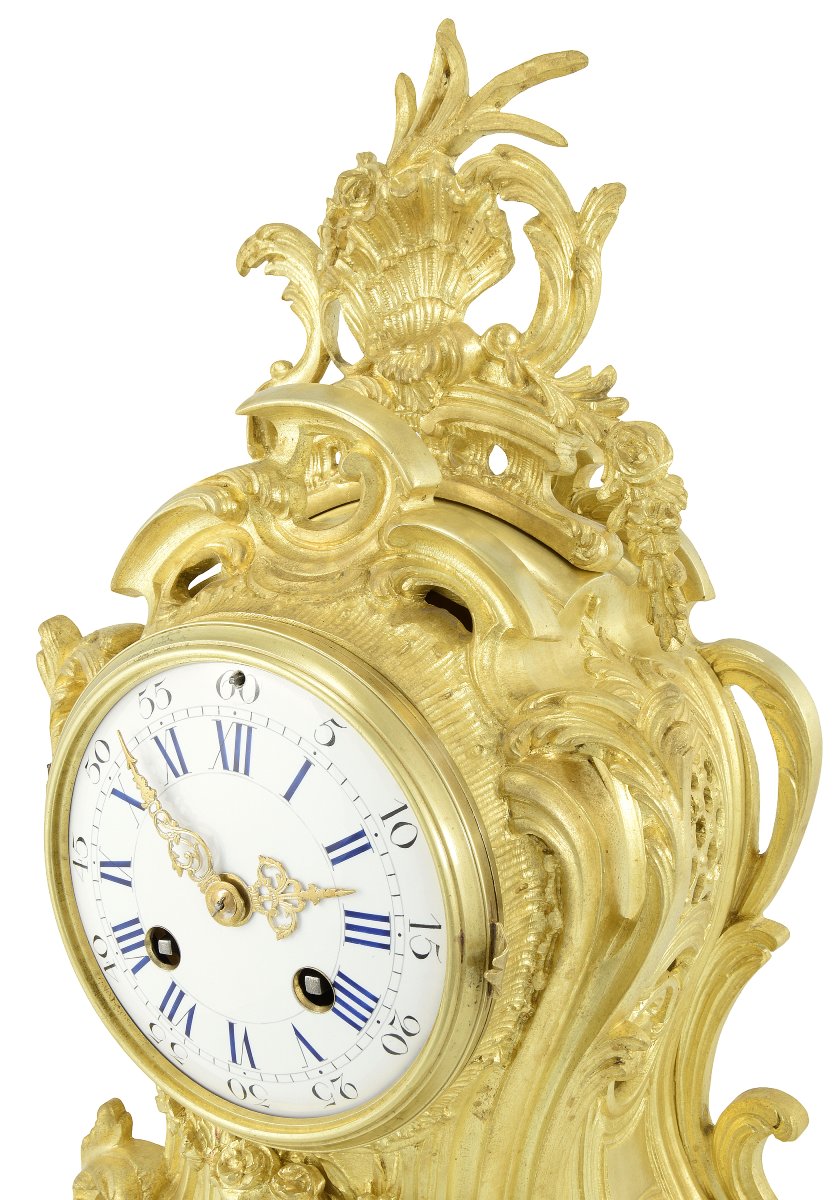 Clock And Candlestick Bronze Watchmaker: Mougin-photo-3